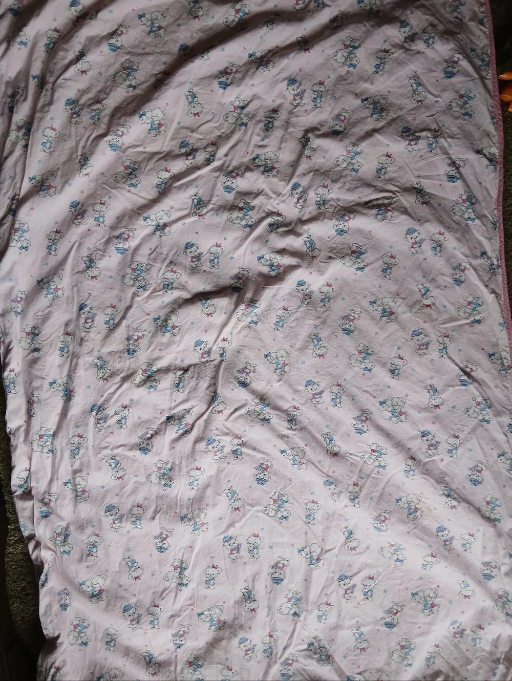 Vintage Children's Quilt with Pink and Teal Clown Print